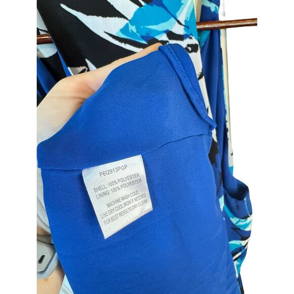 PARKER Diane Surplice Wrap Dress Mini Blue Gardenia Abstract Sz Medium Romantic - Picture 9 of 10